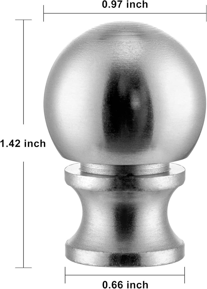 Qc Silver Finials for Lamps - 2 Pack, Lamp Shade Toppers Screw On Cap, Decorative LampShades Top Knob, LampShade Nut, Solid Metal Lamp Finial for Table and Floor Lamps, Lamp Accessories and Parts - Image 3